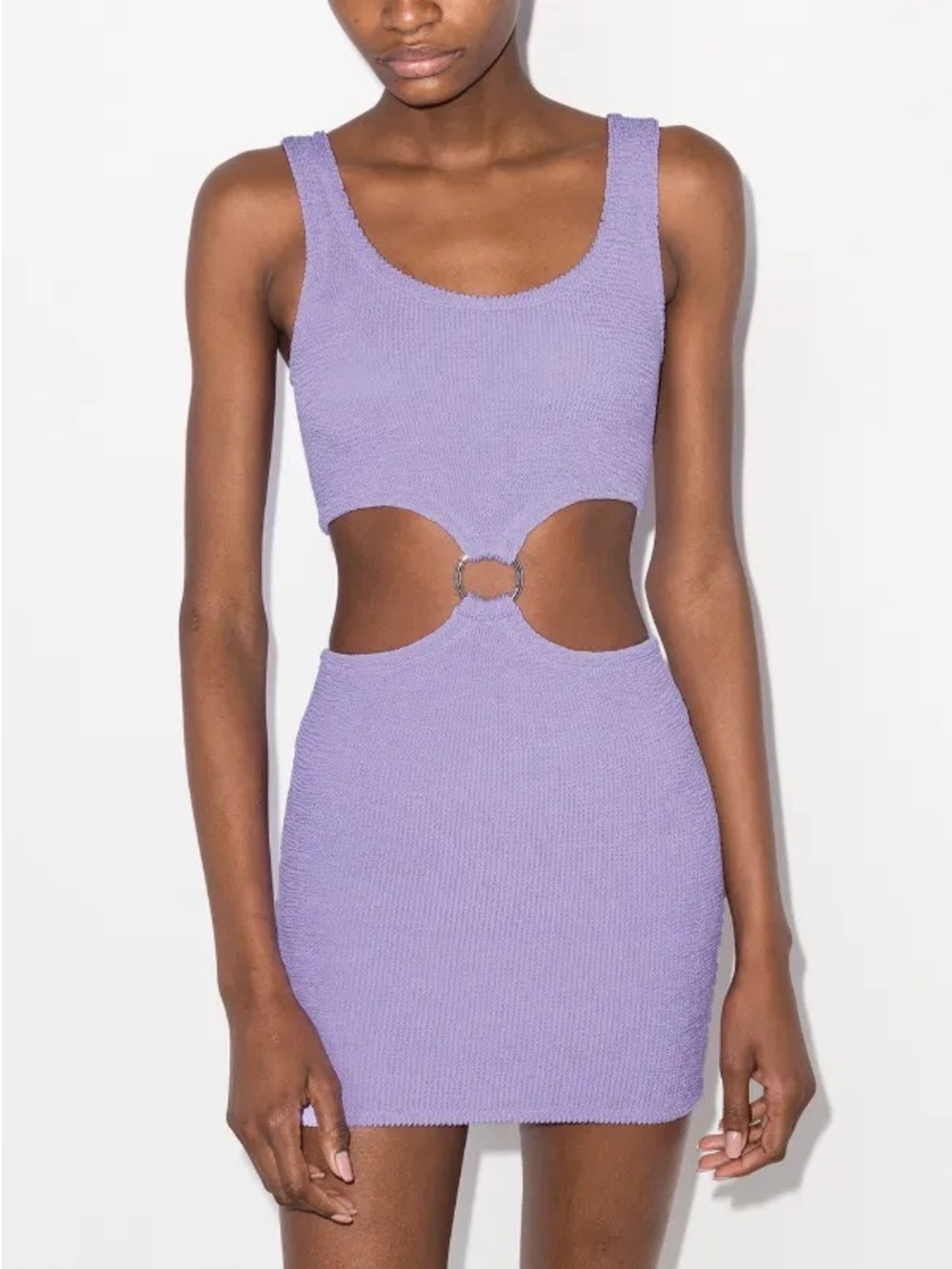 New Hunza G Dress Pretty Woman Lilac Purple Mini Loop Silver Crinkle One Size - Picture 4 of 7